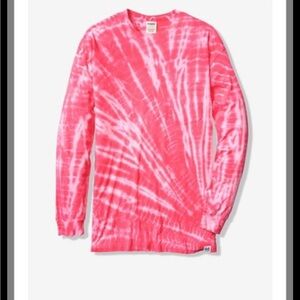Pink Victoria’s Secret shirt - long sleeve campus tee, pink tie dye